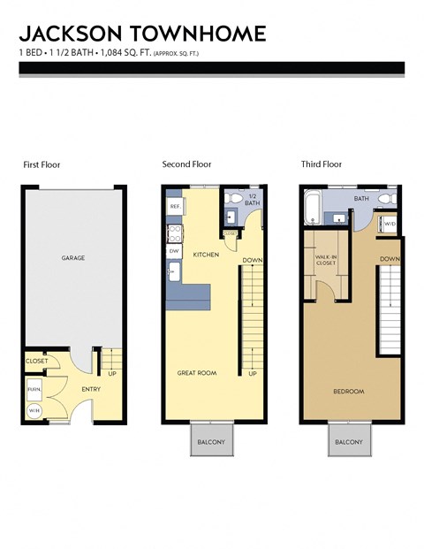 Floor plan for 1 bed, 1 bath, 1084 sqft